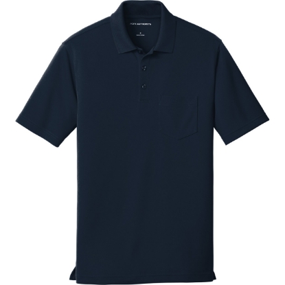 Custom Port Authority Dry Zone UV Micro-Mesh Pocket Polo. River Blue Navy