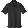 Custom Port Authority Dry Zone UV Micro-Mesh Tipped Polo. Deep Black/Graphite Gray