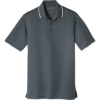 Custom Port Authority Dry Zone UV Micro-Mesh Tipped Polo. Graphite Gray/White