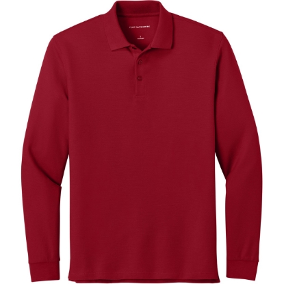 Custom Port Authority Wearever Signature Pique Long Sleeve Polo Rich Red