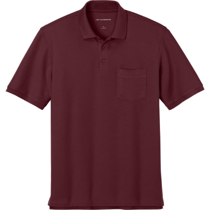Custom Port Authority Wearever Signature Pique Pocket Polo Burgundy Red
