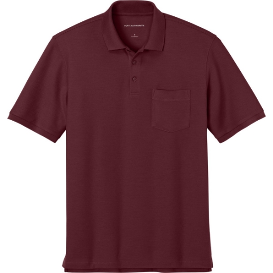 Custom Port Authority Wearever Signature Pique Pocket Polo Burgundy Red