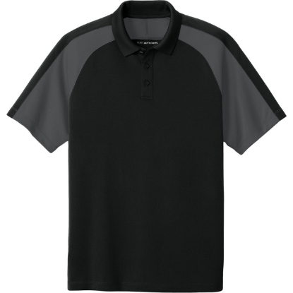 Custom Port Authority Wearever Performance Pique Colorblock Polo Deep Black/Storm Gray