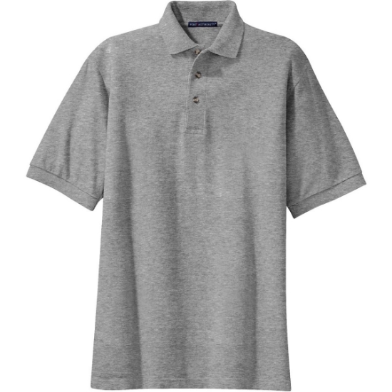 Custom Port Authority Heavyweight Cotton Pique Polo. Oxford Gray