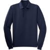 Custom Port Authority Silk Touch Long Sleeve Polo. Navy Blue
