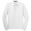Custom Port Authority Silk Touch Long Sleeve Polo. White