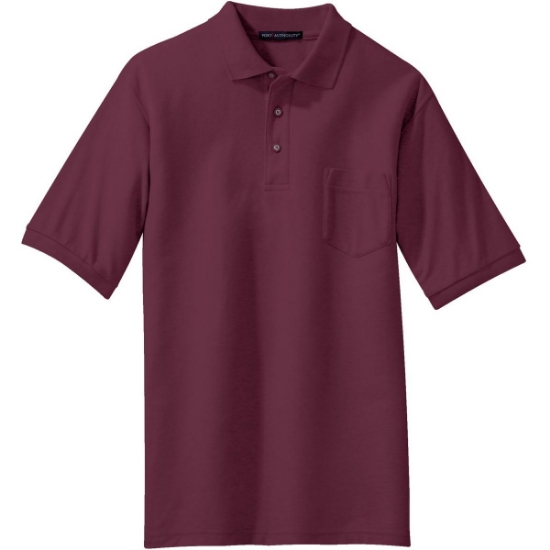 Custom Port Authority Silk Touch Polo with Pocket. Burgundy Red