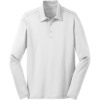 Custom Port Authority Silk Touch Performance Long Sleeve Polo. White