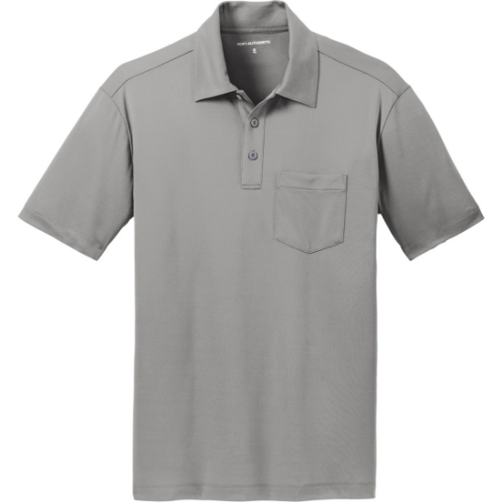 Custom Port Authority Silk Touch Performance Pocket Polo. Gusty Grey