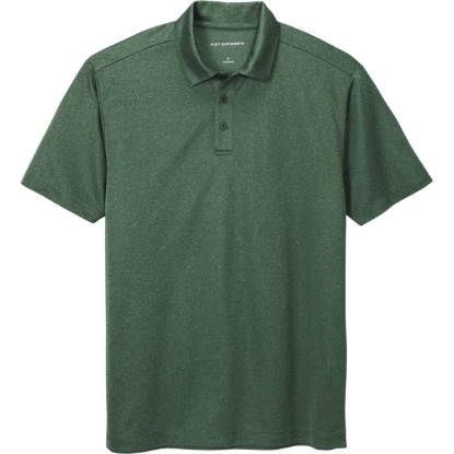 Custom Port Authority Heathered Silk Touch Performance Polo. Green Glen Heather