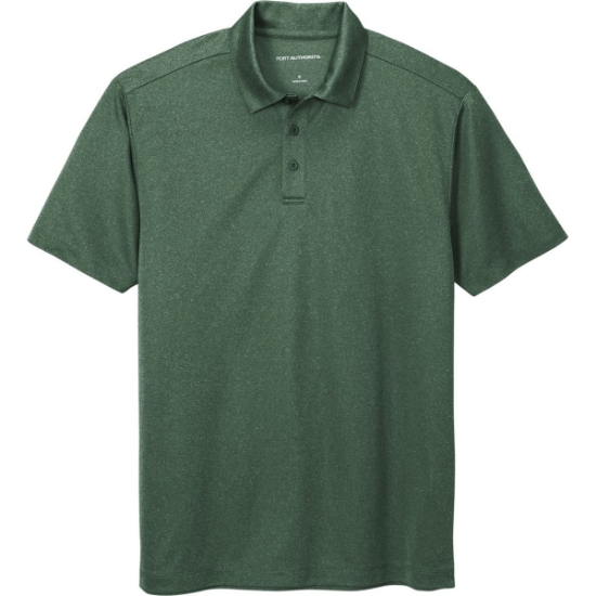 Custom Port Authority Heathered Silk Touch Performance Polo. Green Glen Heather