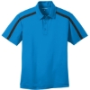 Custom Port Authority Silk Touch Performance Colorblock Stripe Polo. Brilliant Blue/Black