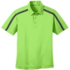 Custom Port Authority Silk Touch Performance Colorblock Stripe Polo. Lime/SteelGrey
