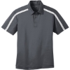 Custom Port Authority Silk Touch Performance Colorblock Stripe Polo. Steel Gray/White