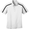 Custom Port Authority Silk Touch Performance Colorblock Stripe Polo. White/Black