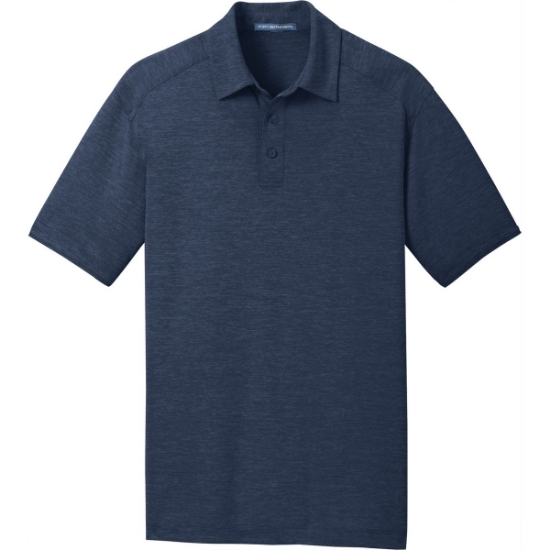 Custom Port Authority Digi Heather Performance Polo. Dress Blue Navy