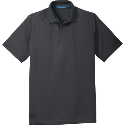Custom Port Authority Crossover Raglan Polo. Battleship Gray