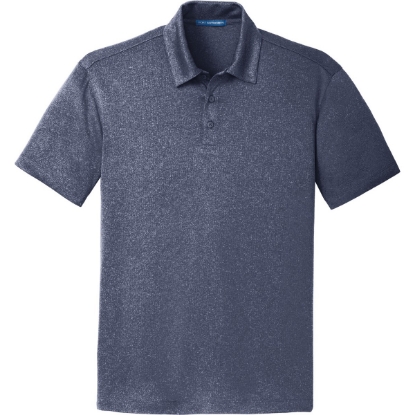 Custom Port Authority Trace Heather Polo. True Navy Blue Heather