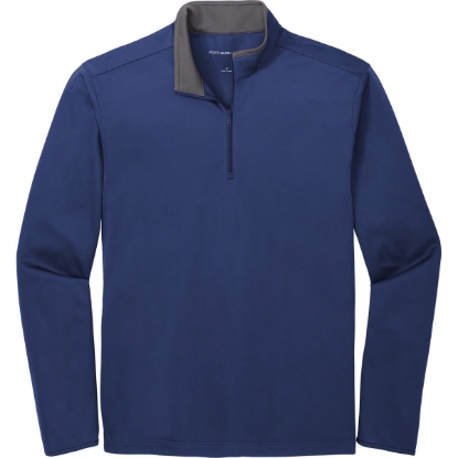 Custom Port Authority Silk Touch Performance 1/4-Zip Royal Blue/Steel Gray