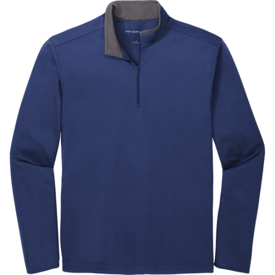 Custom Port Authority Silk Touch Performance 1/4-Zip Royal Blue/Steel Gray