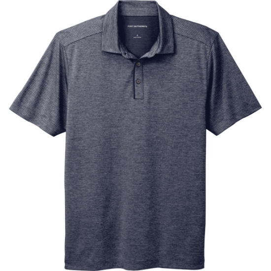 Custom Port Authority Shadow Stripe Polo. River Blue Nvy