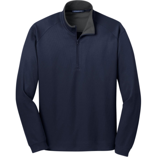 Custom Port Authority Vertical Texture 1/4-Zip Pullover. True Navy Blue/Iron Gray