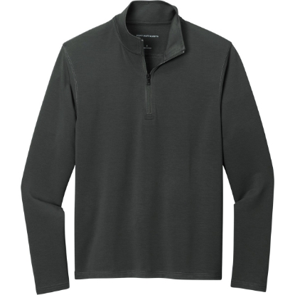 Custom Port Authority Microterry 1/4-Zip Pullover Charcoal Gray