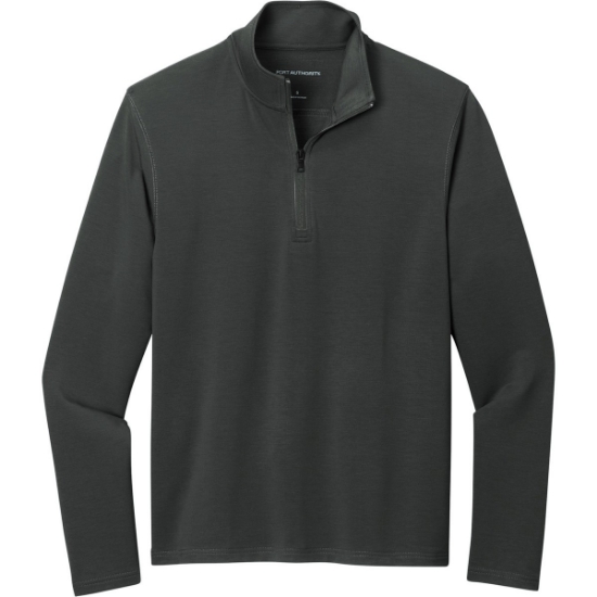 Custom Port Authority Microterry 1/4-Zip Pullover Charcoal Gray