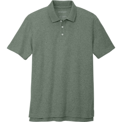 Custom Port Authority C-FREE Cotton Blend Pique Polo Dark Green Heather
