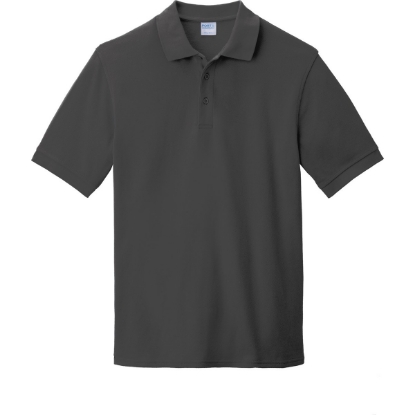 Custom Port & Co Combed Ring Spun Pique Polo. Charcoal Gray