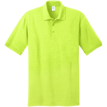 Custom Port & Co Core Blend Jersey Knit Polo. Safety Green