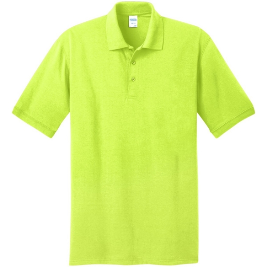 Custom Port & Co Core Blend Jersey Knit Polo. Safety Green