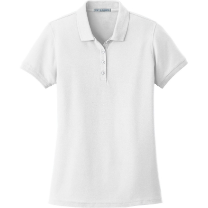 Custom Port Authority Womens Core Classic Pique Polo. White