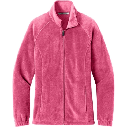 Custom Port Authority Womens Plush Fleece Full-Zip Jacket Awareness Pink