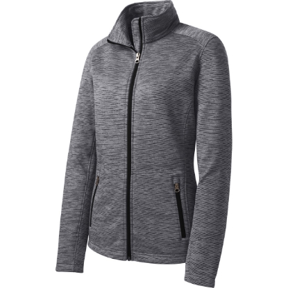 Custom Port Authority Womens Digi Stripe Fleece Jacket. Black Stripe