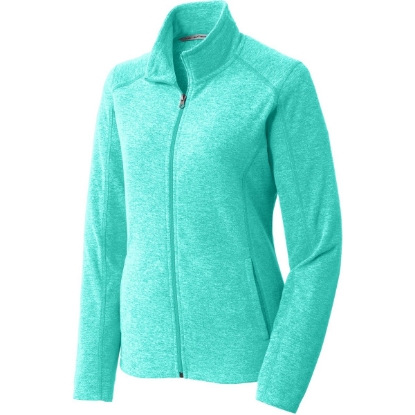 Custom Port Authority Womens Heather Microfleece Full-Zip Jacket. Aqua Green Heather