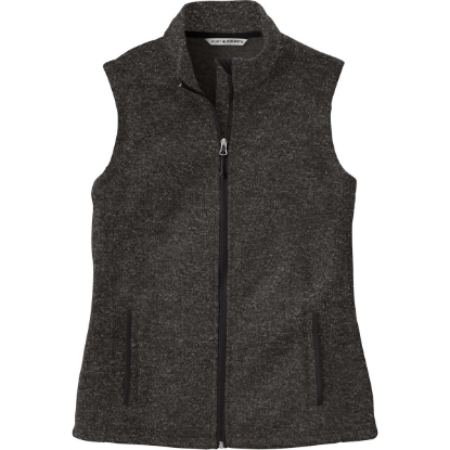 Custom Port Authority Womens Sweater Fleece Vest Black Heather