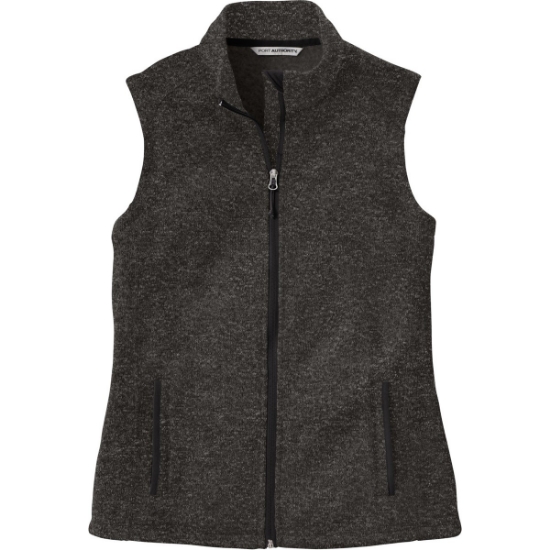 Custom Port Authority Womens Sweater Fleece Vest Black Heather