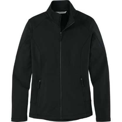 Custom Port Authority Womens Grid Fleece Jacket. Deep Black