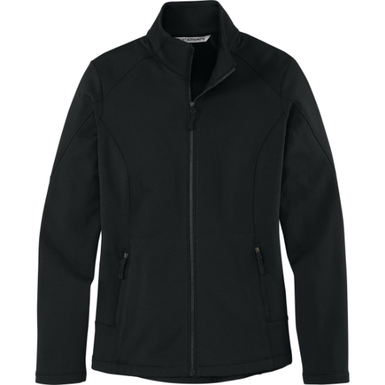 Custom Port Authority Womens Grid Fleece Jacket. Deep Black