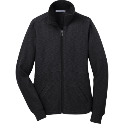 Custom Port Authority Womens Slub Fleece Full-Zip Jacket. Black