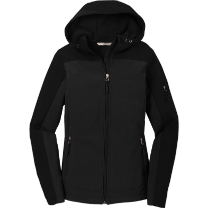 Custom Port Authority Womens Hooded Core Soft Shell Jacket. Black