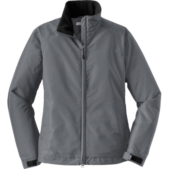 Custom Port Authority Womens Challenger Jacket. Steel Gray/True Black