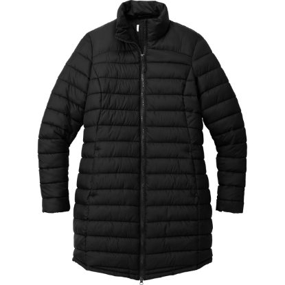 Custom Port Authority Womens Horizon Puffy Long Jacket Deep Black