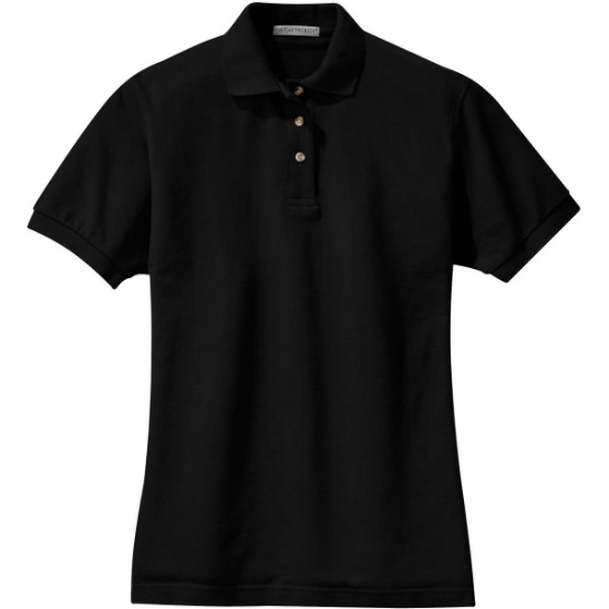 Custom Port Authority Womens Heavyweight Cotton Pique Polo. Black