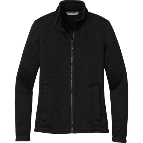 Custom Port Authority Womens Arc Sweater Fleece Jacket Deep Black