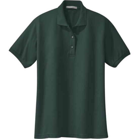 Custom Port Authority Womens Silk Touch Polo. Dark Green