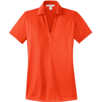 Custom Port Authority Womens Performance Fine Jacquard Polo. Autumn Orange