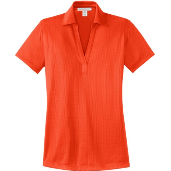 Custom Port Authority Womens Performance Fine Jacquard Polo. Autumn Orange