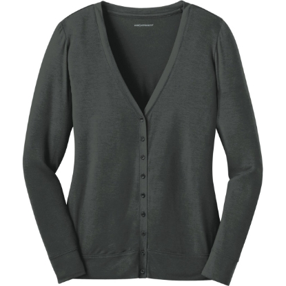 Custom Port Authority Womens Concept Cardigan. Grey Smoke